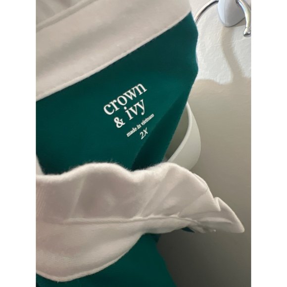 Crown and Ivy Emerald Fashion Knits Collared Plus Top Size 2X - Picture 6 of 9